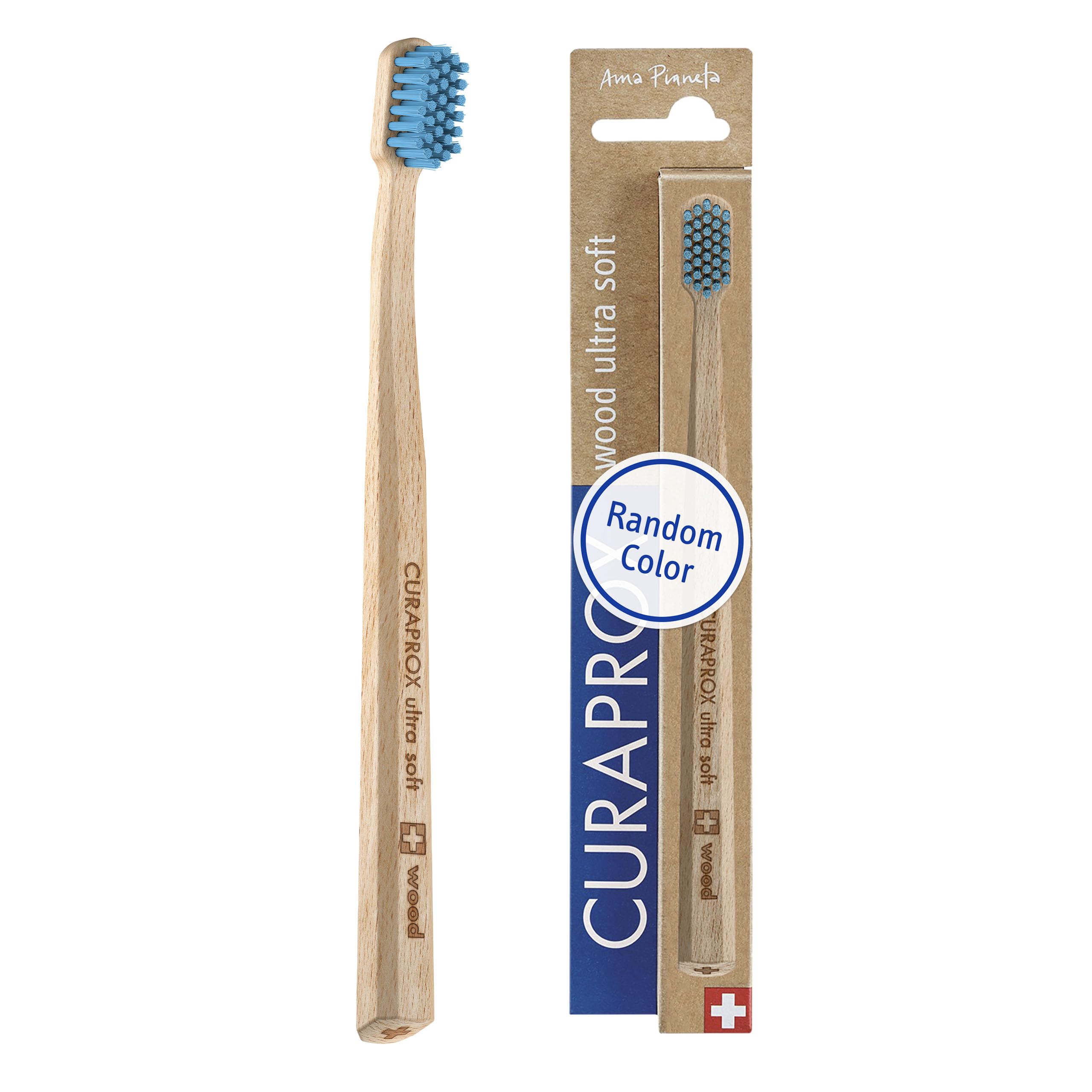 Curaprox CS Wood Toothbrush – for Eco-Friendly Oral Care | Ultra-Soft Plaque Removal | Red Beechwood Handle | Single Pack | Made in Switzerland