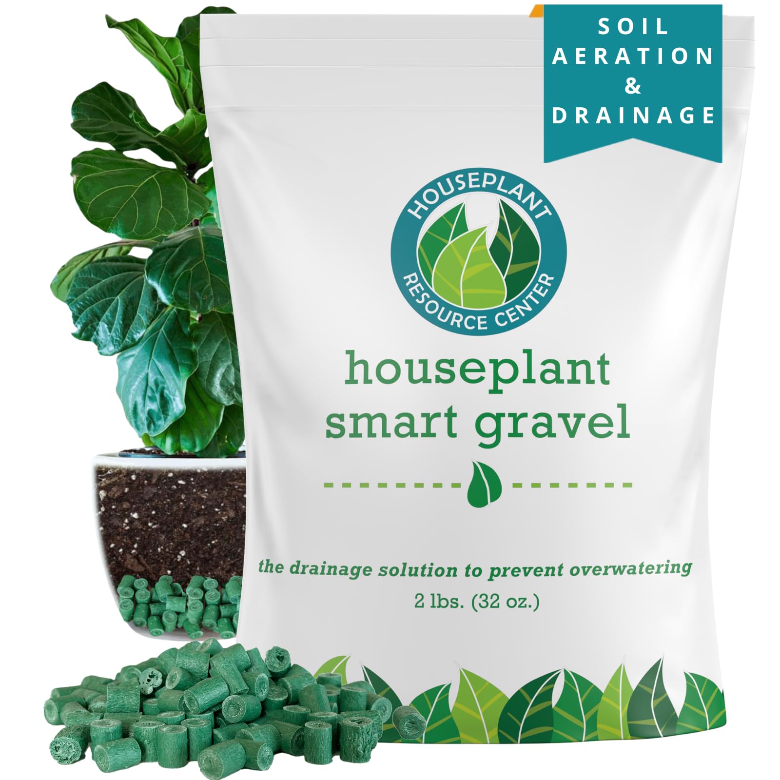 Houseplant Smart Gravel – Eco-Friendly Drainage Rocks for Potted Plants | Enhances Soil Aeration & Prevents Root Rot | Overwatering Solution | Sustainably Made from Recycled Ocean Plastics (32 oz)