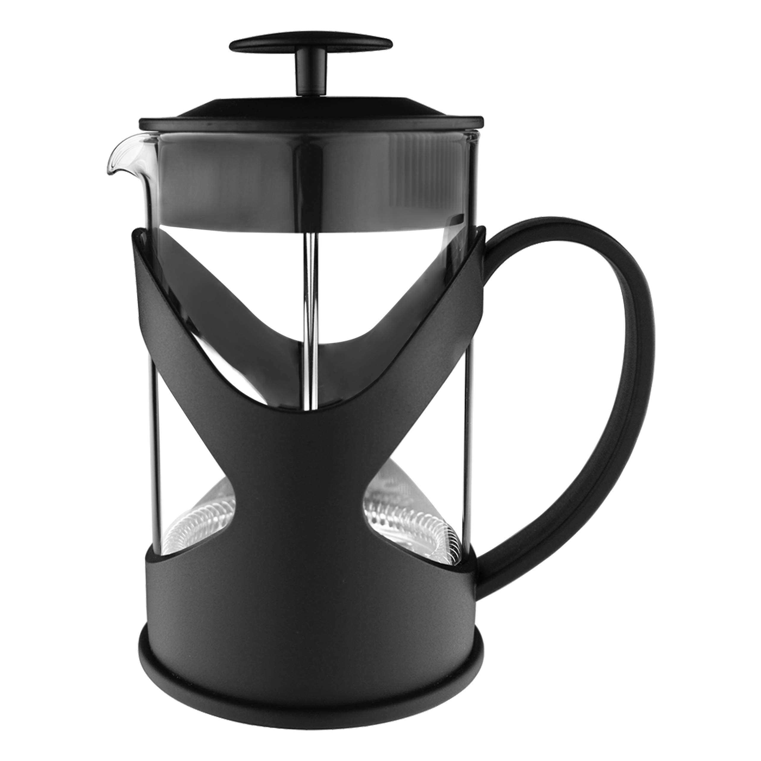 Café Olé XMP-10F XMP Cafetière, 1 Litre 3 Cup Plastic and Glass French Press Coffee Maker, 1 Liter, Black