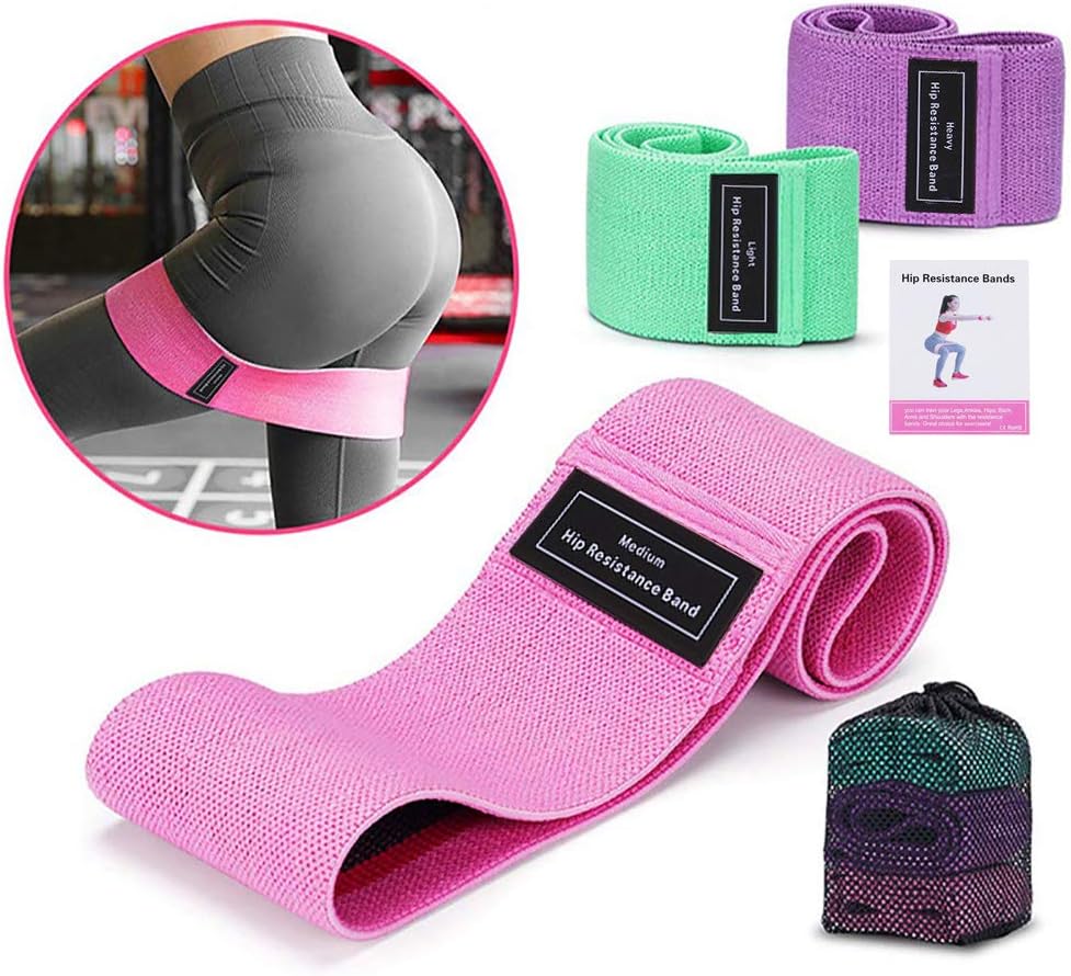 Obling Resistance Bands Exercise Bands, Fabric Workout Bands, Thick Wide Non-Slip Booty Bands Resistance Bands for Legs and Butt, Heavy Resistance Loop Bands for Women/Men(Set 3)