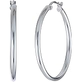Amazon Essentials Classic Polished Tube Hoop Earrings in Sterling Silver