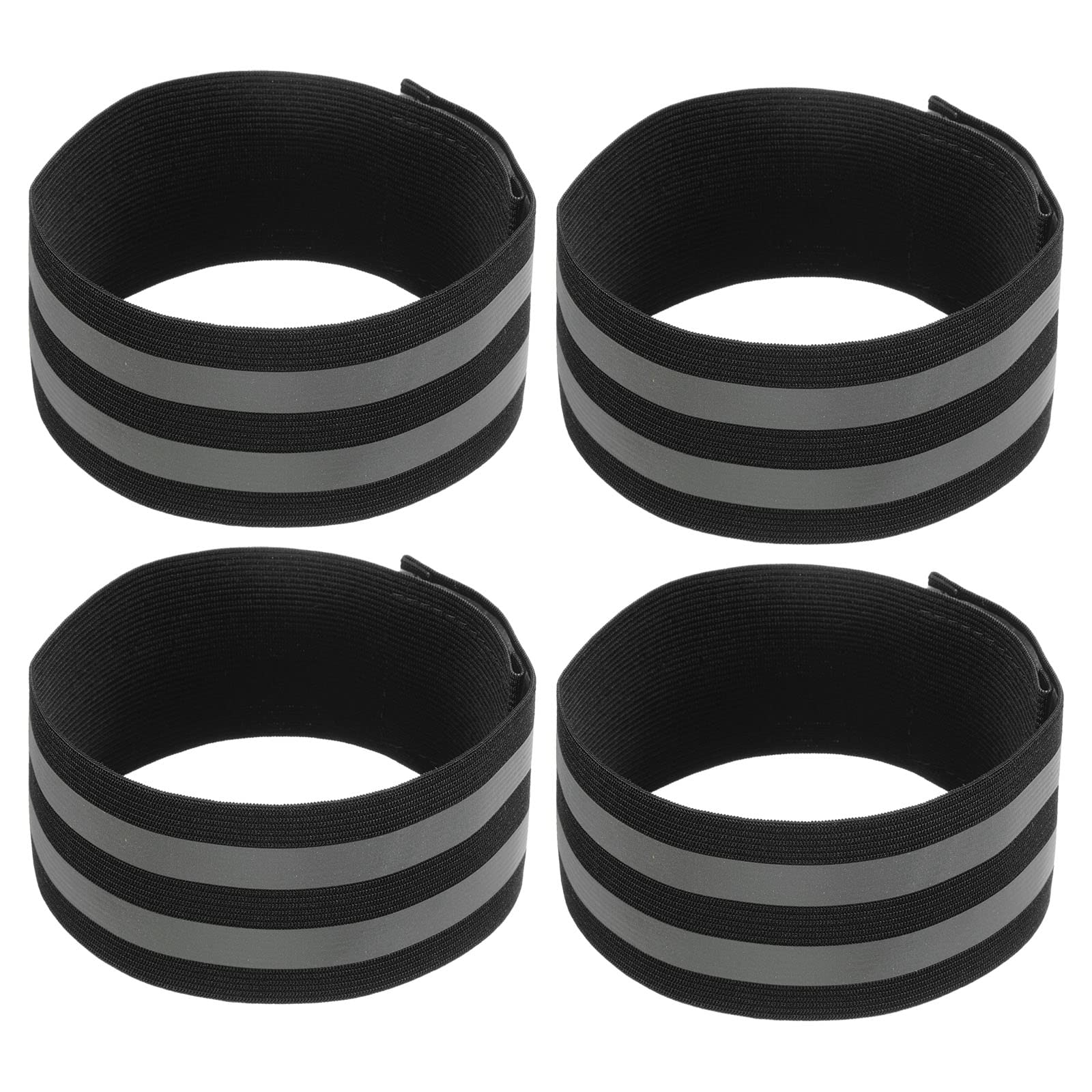 M METERXITY 4 Pack Reflective Bands - Safety Reflector Tape Strip, High Visibility Reflective Running Gear, Apply to Cycling Running Night Walking(14x2 Inch, Black)