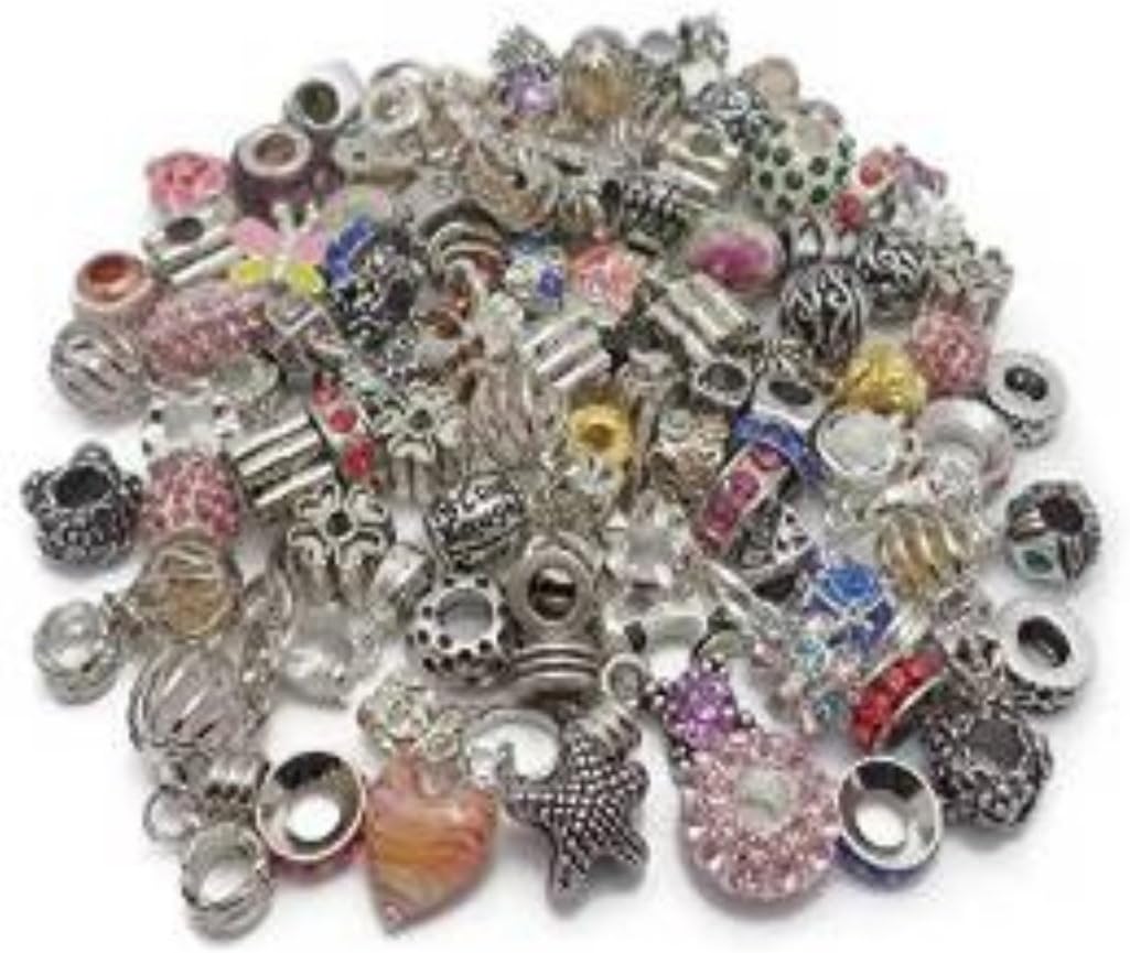 Truly Charming Job Lot Wholesale 50 x Charms Beads for Pandora Style Silver Charm Bracelets Jewellery Making