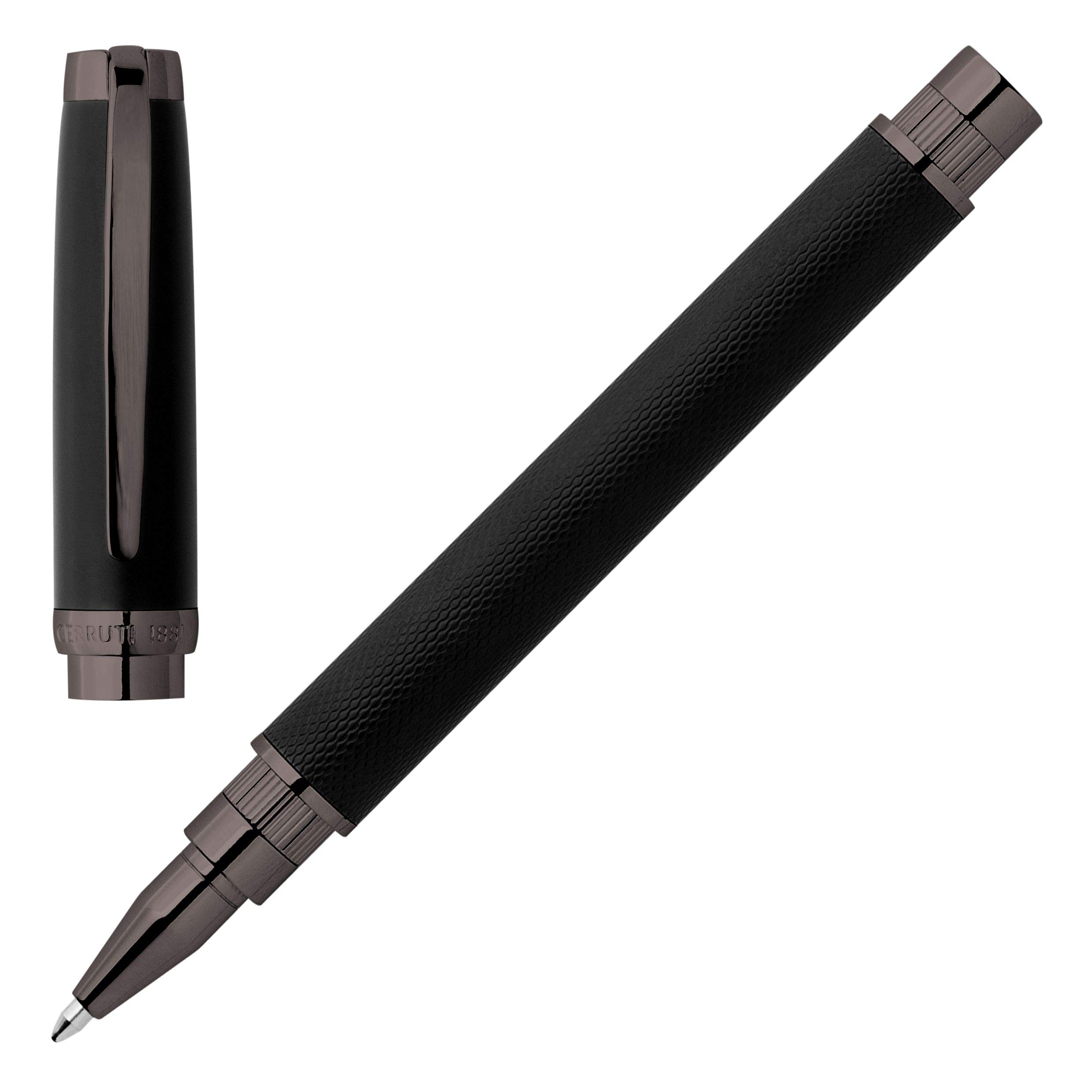 Cerruti 1881 Myth Black Rollerball Pen, Writing Pen with Black Body, Black Refill, Elegant Gift Box (Gun)