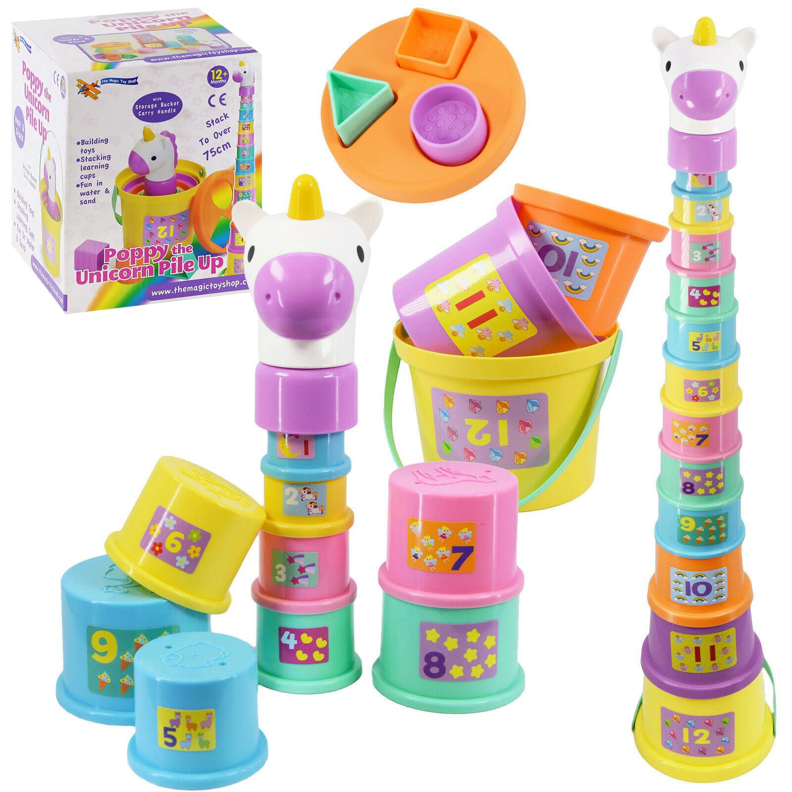 Baby Toddler Stacking Nesting Sorting Cups Blocks Fun Time Activity Toy for Babies Age 12 Months + (Poppy The Unicorn)
