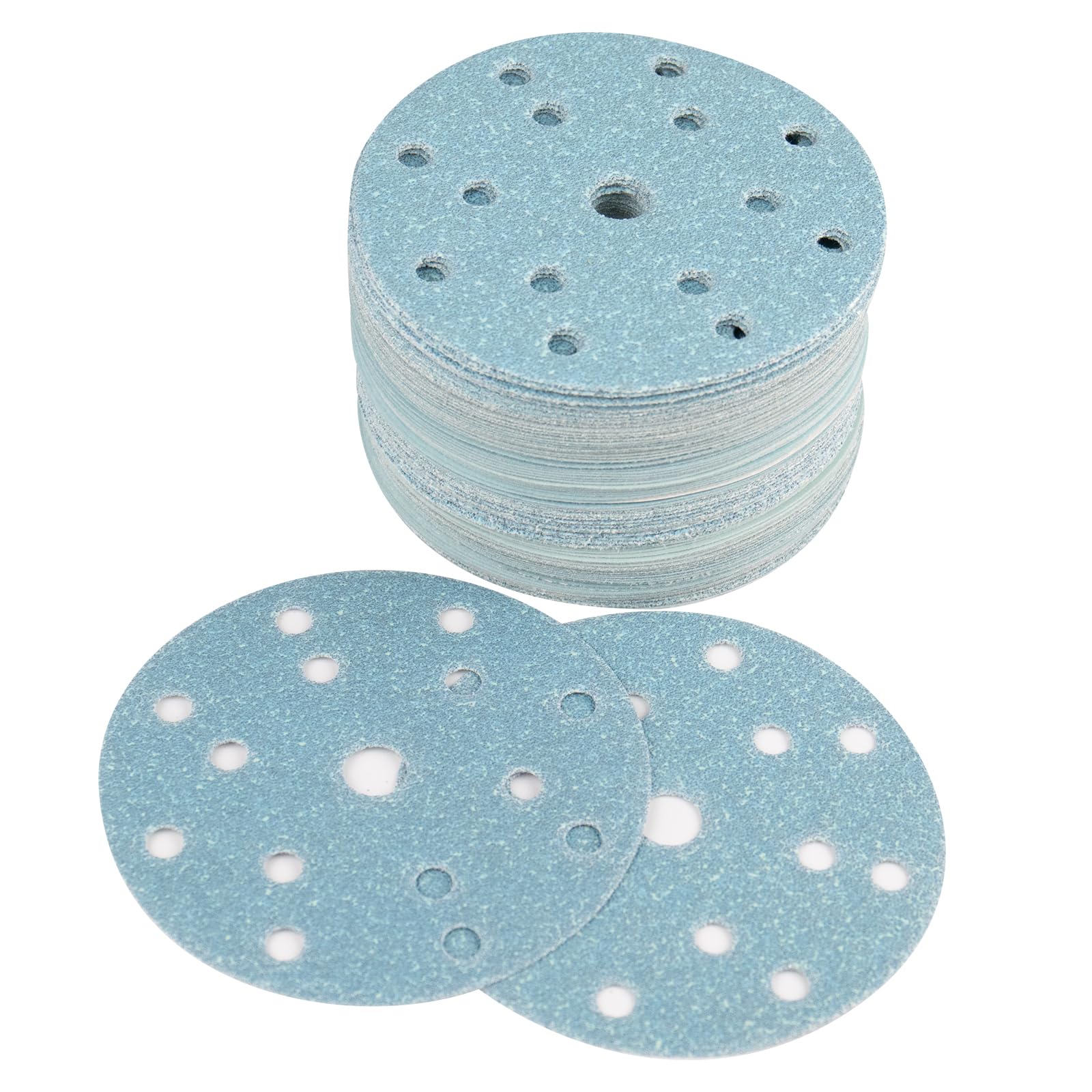 150mm Sanding Discs,6 Inch15 Holes Sanding Disc Pads, 120 Grit Hook and Loop Sanding disc for Wood Metal Car Sanding and Polishing,Orbital Sanding Discs(100Pcs） — image 1