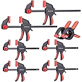 Spurtar 8pcs Clamps for Woodworking 6" and 12" Wood Clamps 6" Spring Clamps Quick-Release Bar Clamps Heavy Duty Trigger Clamp