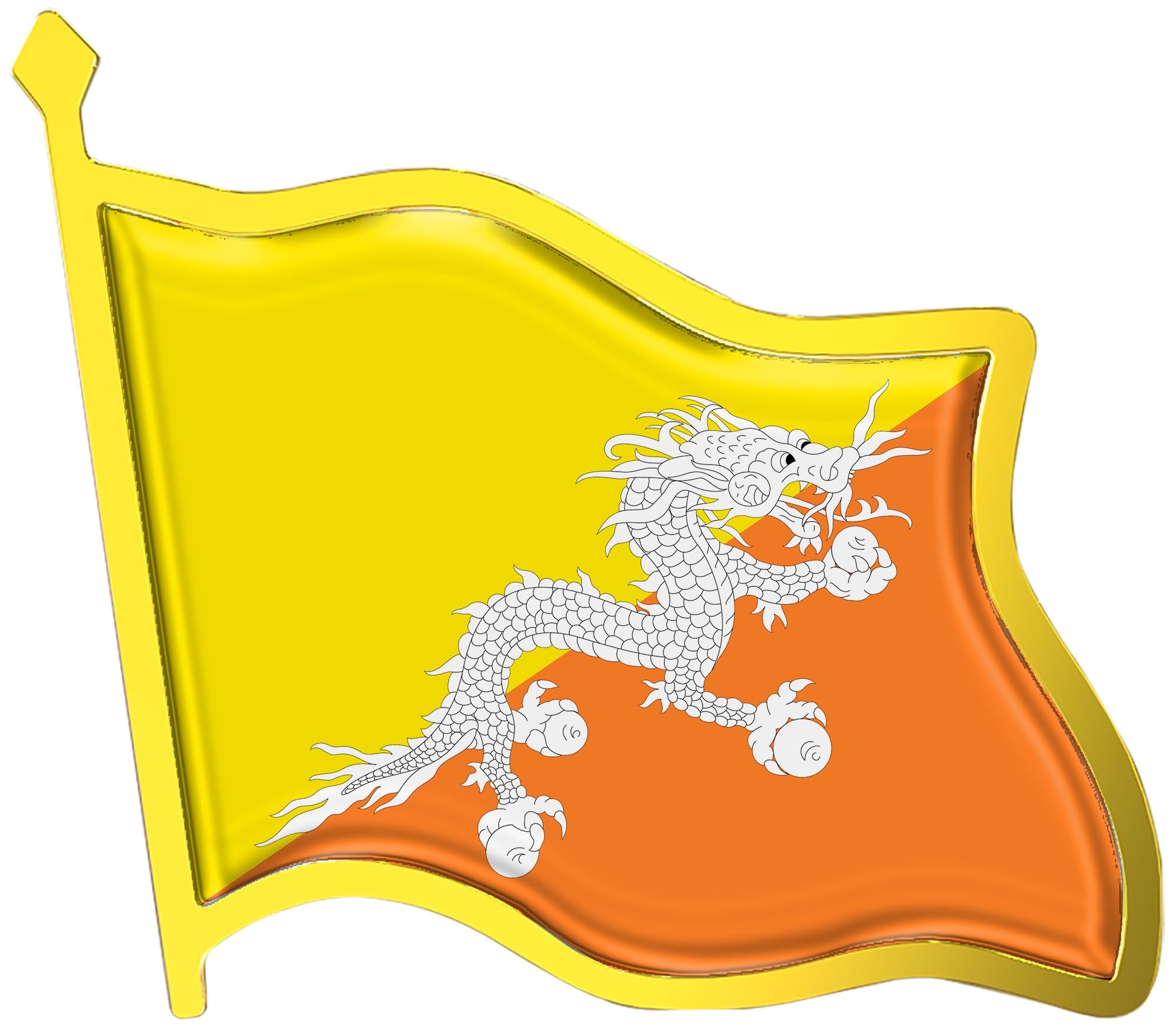 Bhutanese Flag Lapel Pin - Druk Yul Enamel Metal