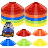 Jyongmer 15/30/60/100 Pack Disc Cones Training Cones with Carry Bag | Agility Soccer Cones for Training, Football, Basketball, Sports Games and Field Marking Practice