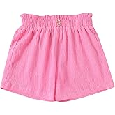 Ecolala Girls' Casual Ruffled Paperbag Waist Shorts Elastic Summer Wide Leg Shorts