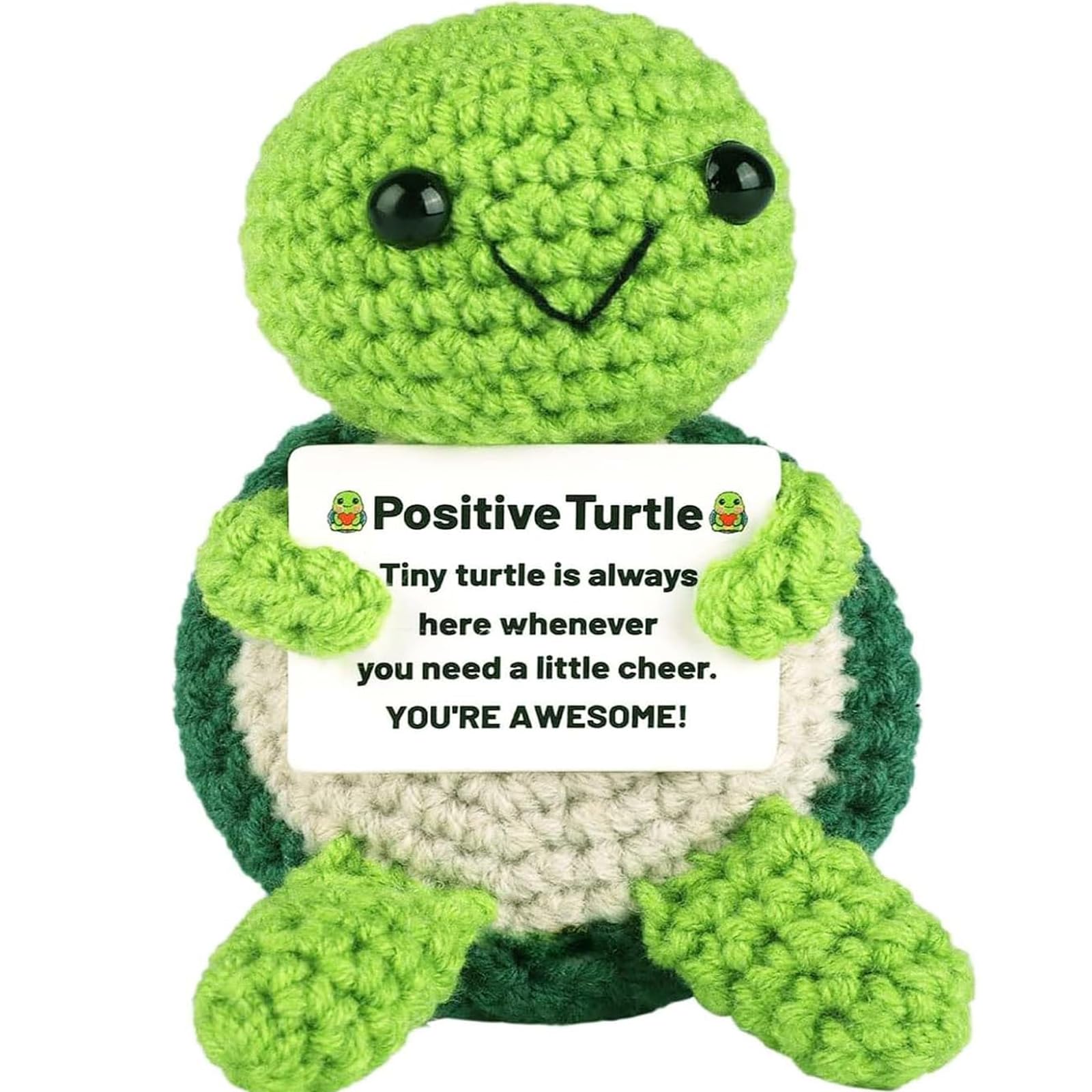Positive Turtle Gifts,Funny Good Luck Gifts with Cards,Emotional Support Positive Crochet Animals,New Job/Leaving gifts for Women/Men,First Day At School Motivational Toys for Kids,Best Friend — image 1