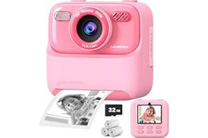 CIMIZI Kids Instant Digital Cameras for Boys and Girls, 1080P HD Dual-Lens Selfie Digital Camera with Print Paper & 32G Card, Christmas Birthday Gifts Toys for Toddler and Teenagers Age 3-16 Years Old