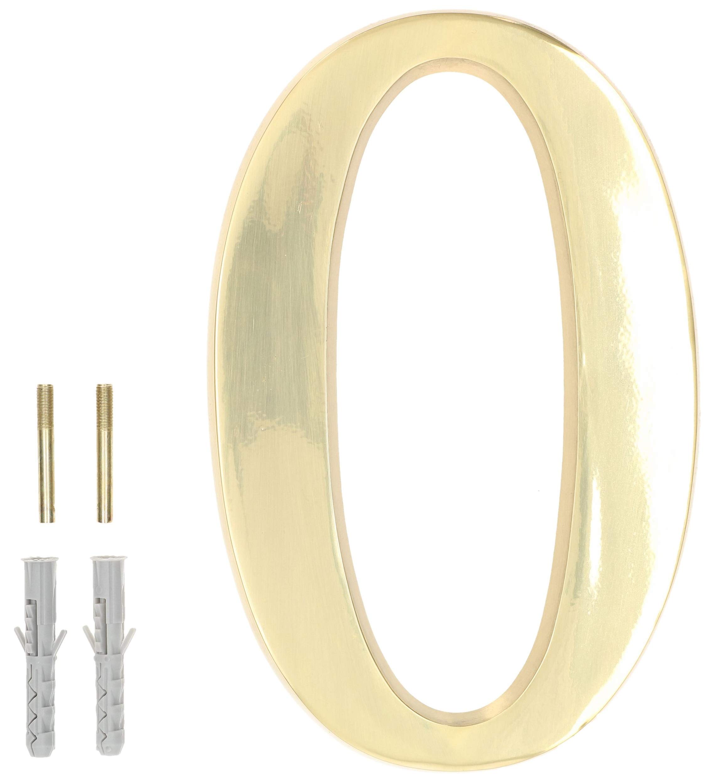 KOTARBAU® 3D House Number "0" Brass 20 cm Door Number for Houses Settlements Hotels Flats 100% Brass