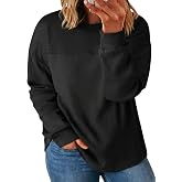 Eytino Womens Plus Size Waffle Knit Sweatshirts | Long Sleeve Crewneck,Waffle Knit Patchwork,Loose Fit Lightweight,Oversized Fashion Casual Daily Wear Pullover Tops
