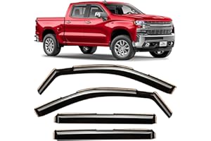 Voron Glass in-Channel Extra Durable Rain Guards for Trucks Chevrolet (Chevy) Silverado/GMC Sierra 1500 2019-2026 Crew Cab, W