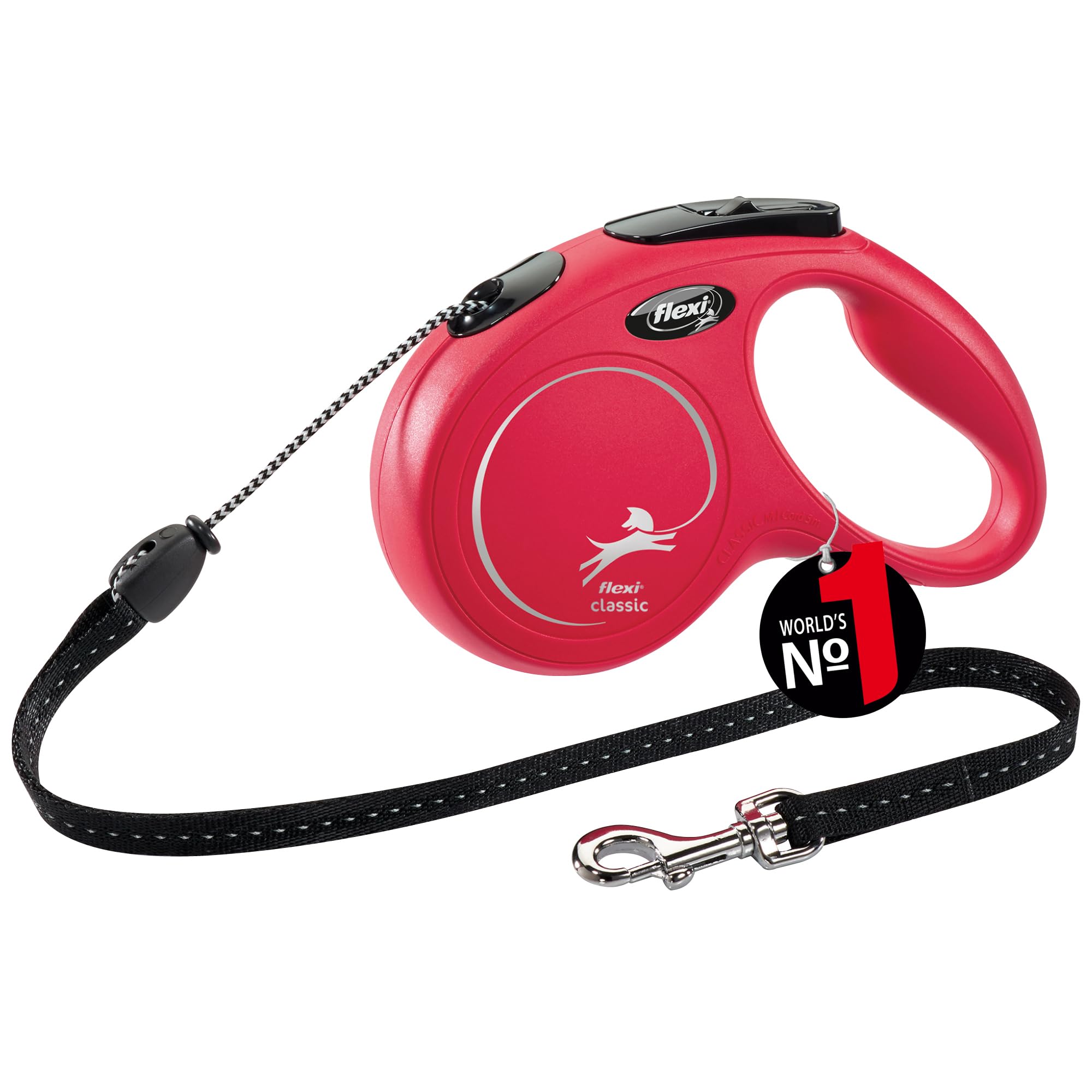 flexi Classic M Cord 5 m red, retractable leash for dogs up to 20 kg