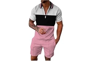 Bluecatlala Men Track Suits 2 Piece Set Summer Casual Outfits Fashion Polo Shirts Short Sleeve and Shorts Set Clothes