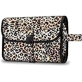 Fintie Portable Toiletry Cosmetic Travel Bag, Large Water Resistant Hanging Makeup Organizer Storage Pouch Case for Women Girls (Leopard)