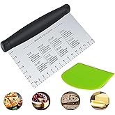 Dough Scraper Set of (1+1), Stainless Steel Bench Scraper Chopper with Handle and Measuring Scale, Kitchen Bread Making Tool