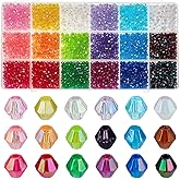 PH PandaHall 3600pcs 4mm Crystal Beads for Jewelry Making, 18 Colors Acrylic Faceted Bicone Beads Transparent Pastel AB Color Spacer Bead for Bracelet Necklace Earring Jewelry Making and DIY Craft