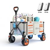Litheli Electric Utility Wagon Cart, 150L Capacity, 450 lbs Load, Foldable Heavy-Duty Design with All-Terrain Wheels, Variable Speed Drive &amp; Battery Power for Camping, Beach, Garden &amp; Shopping