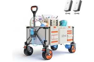 Litheli Electric Utility Wagon Cart, 200L Capacity, 300 lbs Load, Foldable Heavy-Duty Design with All-Terrain Wheels, Variabl