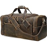 Polare 24 Inch Leather Duffel Bag for Men Full Grain Leather Travel Overnight Gym Sports Weekender Bag Large