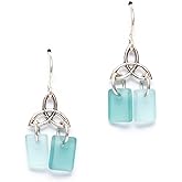 Sea Glass Celtic Knot Earrings - Sterling Drop Beach Earrings for Women by EcoSeaCo, using recycled and sustainable material. Handmade in the USA