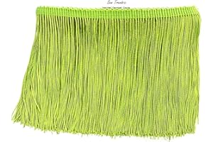 SEW TRENDS 2 Yards of 12" Long Chainette Fringe Thread Yarn Tassel Trim Braid Fringe for Crafts Sewing and Decor-Grass Green