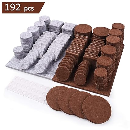 Fairup Furniture Pads 192 Pieces Non Slip Felt Furniture Pads On Hardwood Floors 0 2 Inch Thick With 30 Clear Rubber Bumpers Self Adhesive Floor