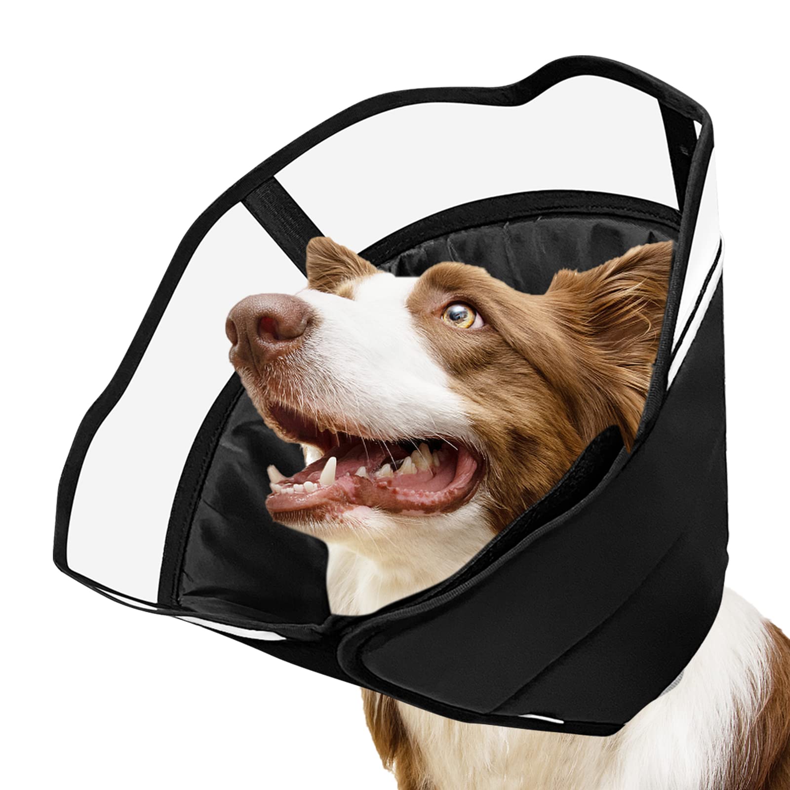 Photo 1 of Cryptdogle Soft Dog Cone for Dogs After Surgery, Breathable Pet Recovery Collar for Large Medium Small Dogs and Cats, Adjustable Dog Cone Collar, Elizabethan Collar (L, Black)