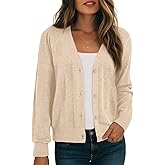 Dokotoo Women's Fall Long Sleeve Lightweight 2025 V-Neck Cardigan Button Down Twisted Cable Knit Shrugs Sweaters