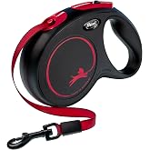 FLEXI&reg; New Classic Tape Retractable Dog Leash, Medium 16ft -Black Red | German engineered, original flexi leash, durable quality, dogs up to 30-55 lbs, tangle-free, walking, reliable brake system