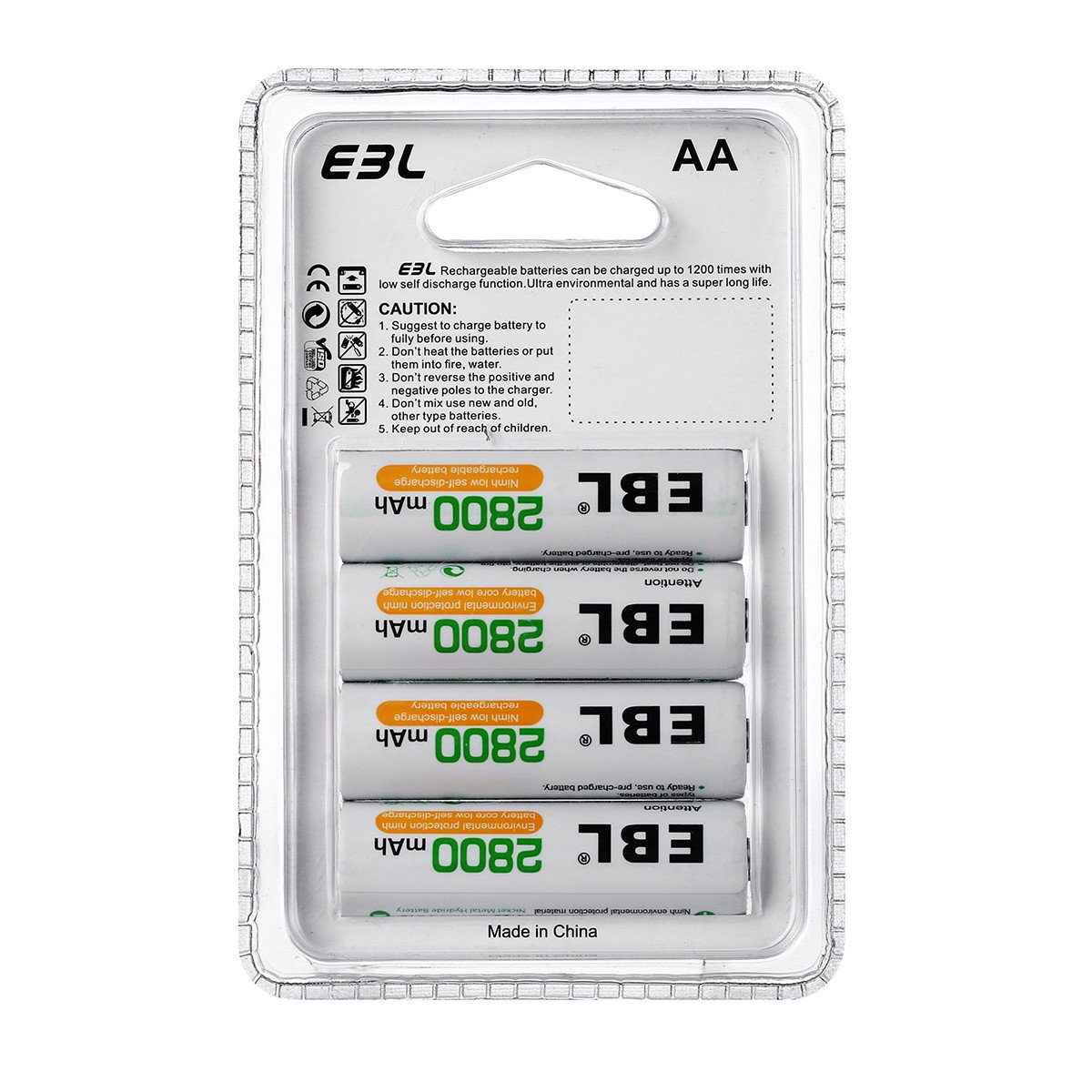 EBL Wiederaufladbar Akku NI-MH Akku AA Akku 2800mAh 4er Pack