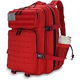 W WINTMING Sparklekle Military Tactical Backpack 45L 3 Day Assault Pack Waterproof Molle Hiking Rucksack for Men&Women (Red)