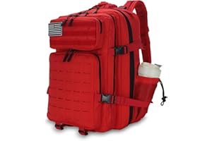 W WINTMING Sparklekle Military Tactical Backpack 45L 3 Day Assault Pack Waterproof Molle Hiking Rucksack for Men&Women (Red)