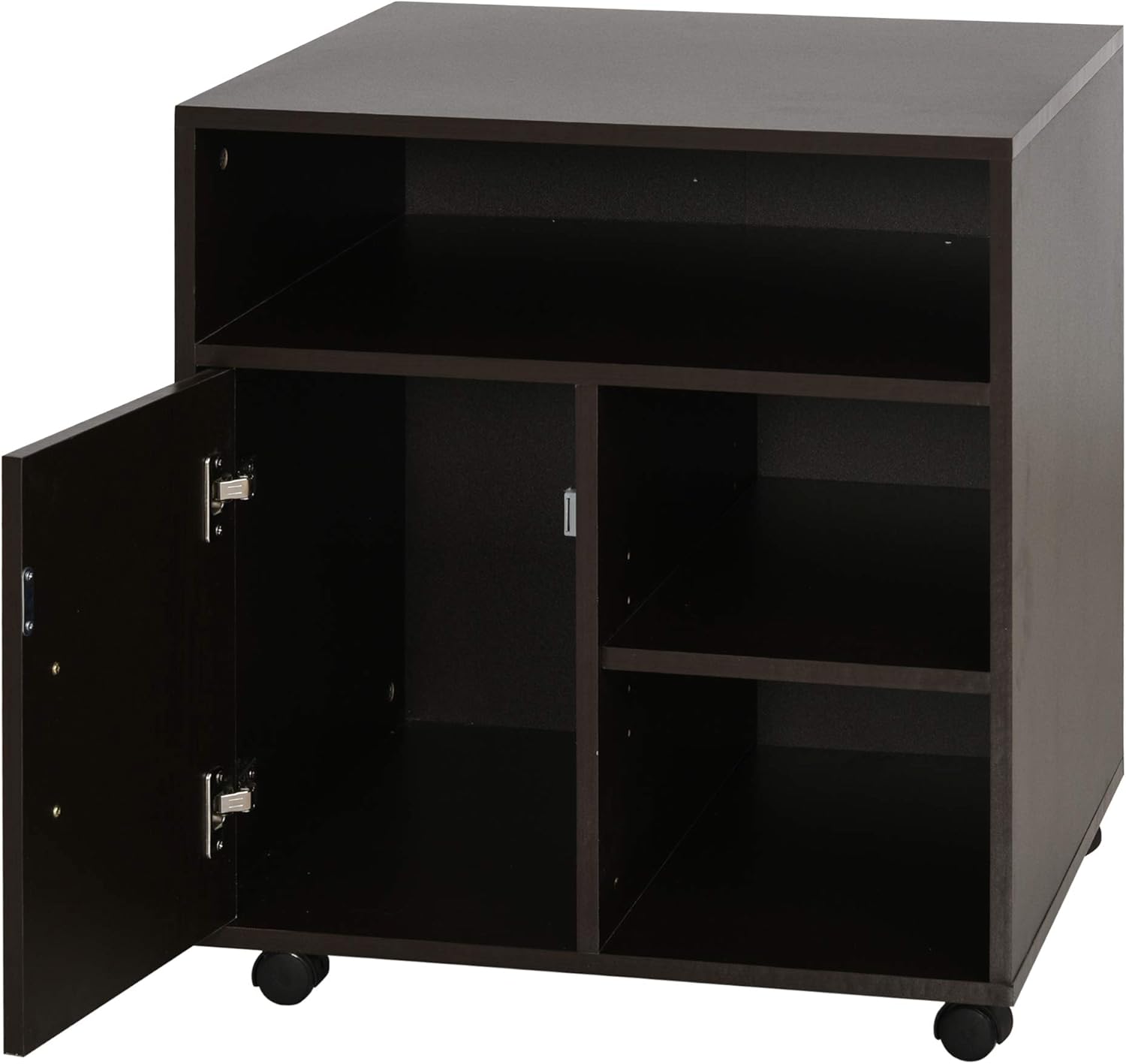 HOMCOM Printer Stand Multipurpose Moveable Filing Cabinet with Ample Inner Storage Space & 4 Easy-Rolling Wheels, Coffee: Furniture & Decor