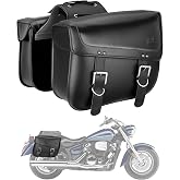 KEMIMOTO Motorcycle Saddlebags 30L Large Capacity Universal Saddle Bags | PU Leather Motorcycle Luggage Bag Fits for Sportster Softail Dyna V-star Shadow Accessories, Black