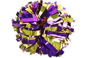 GUIFIER 2 Pack 6 Inches Metallic Cheerleading Pom Poms, Cheer Pom Pom with Baton Handle, Pompoms Cheerleader for Kids Girls Cheering Squad