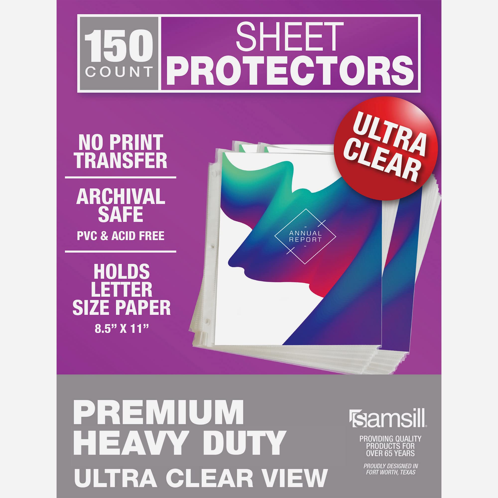 Samsill Ultra Clear Sheet Protectors, Premium Heavyweight and Archival Safe, 8.5 x 11 Inches, Top Loadin (150)