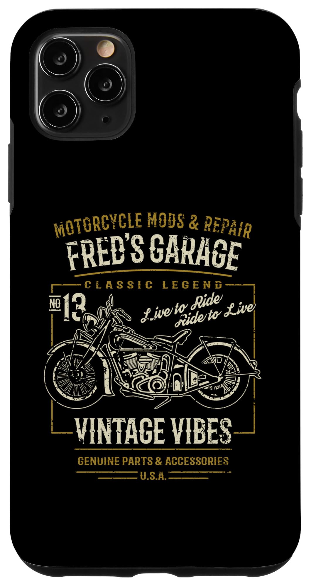 iPhone 11 Pro Max Fred's Garage Vintage Motorcycle Distressed Design Case