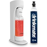 Drinkmate OmniFizz Sparkling Water Maker &amp; Soda Streaming Machine | Carbonates Any Drink | STARTER KIT | Includes One 60L CO2 Cartridge + One BPA-Free Bottle (Classic White)