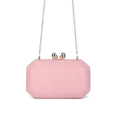 E2O Solid Pink Clutch With Long Belt