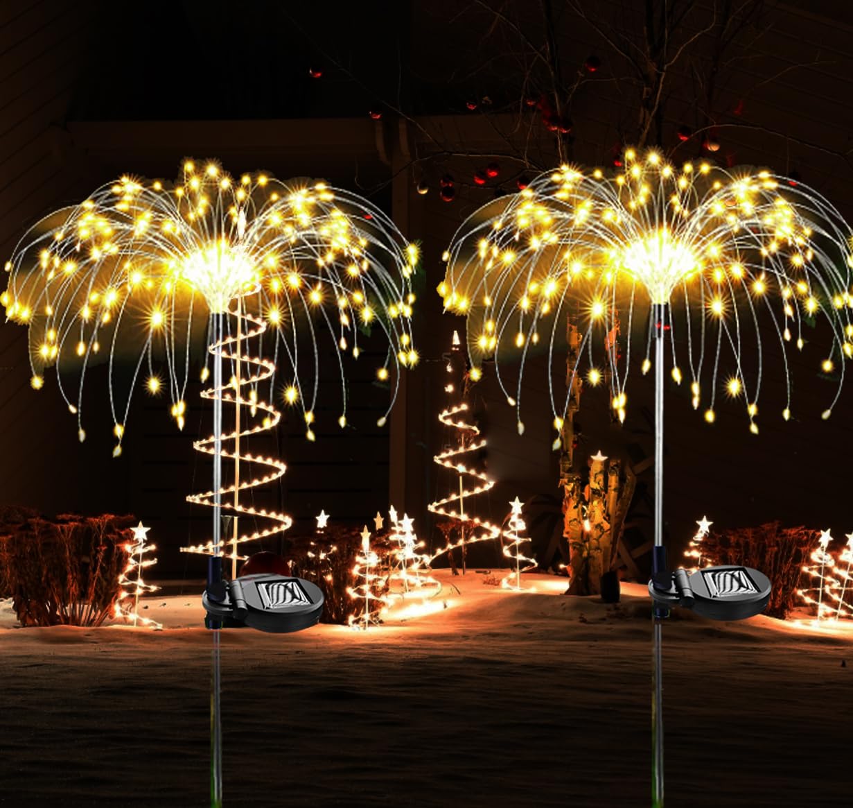 XRR Solar Garden Lights Outdoor, 150led Solar Firework Light Solar Powered Decorative Stake Landscape Light DIY Flowers Copper Wire Lamp for Path Christmas Decoration (Warm White)