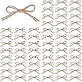Meseey Jute Twine Mini Bows Small Tiny Rustic Bows Applique Embellishments for Gift Wrapping Basket Wedding Baby Shower Brithday Party (Jute, 60)
