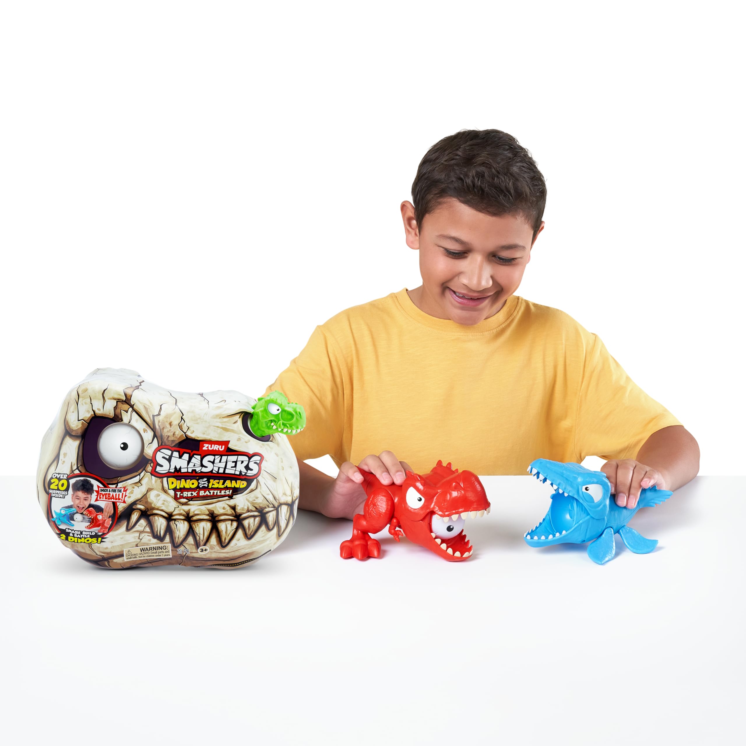 Smashers Dino Island Mini T-Rex Battles Playset by ZURU Boys Dinosaur Battling Toys Shoots Fires Collectible Surprise Unboxing Skull