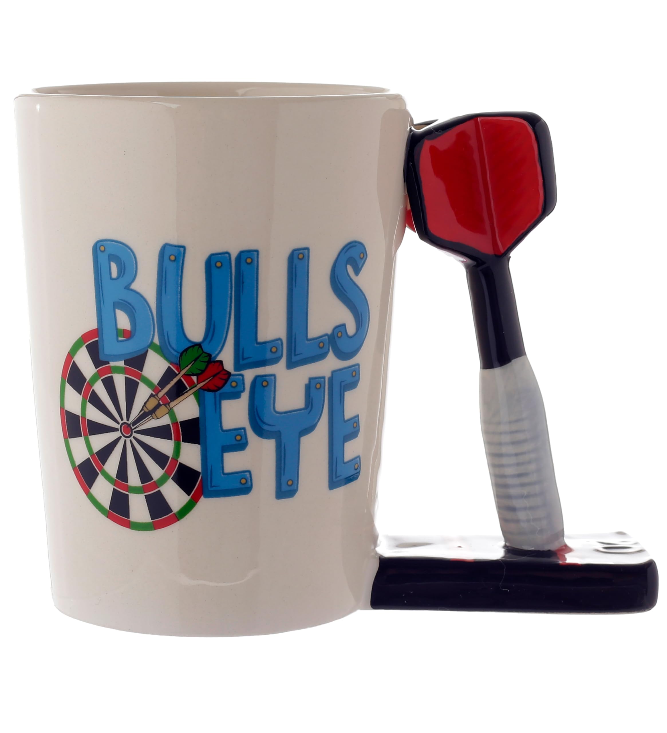 Puckator Darts Ceramic Shaped Handle Tea Coffee Mug - Funny Home Accessories - Cute Gifts for Girlfriend - Large Mugs for Men Women Hot Drinks - Cute Cups Presents - Secret Santa Gift - Cup Set
