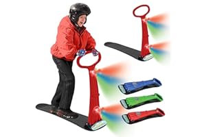 Geospace Winter Fun Foldable Snow Scooter, Ski Skate, Ski Skooter, Snow Sled, Kids Snowboard with 2 LED Light– Multi-Purpose Portable Sandboard, Snow Skate, and Kids/Teenager Sled for All Ages