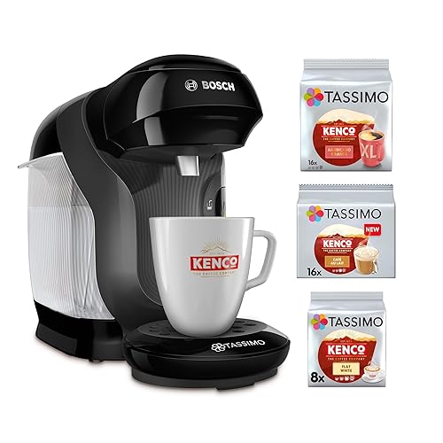 Tassimo by Bosch Style Friendly Pod Coffee Machine with 40 Kenco Drinks Starter Bundle, TAS112EGBC - Black