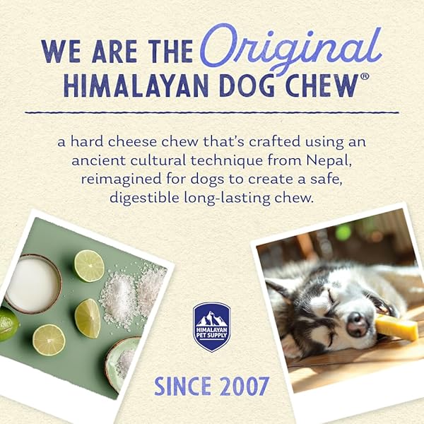 HIMALAYAN DOG CHEW ORIGINAL YAK CHEESE DOG CHEWS, THE BETTER-FOR-YOU CHEW, 100% NATURAL, LONG LASTING, HEALTHY SAFE DOG TREATS, LACTOSE & GRAIN FREE, PROTEIN RICH, FOR DOGS 65 LBS & SMALLER, 3-COUNT